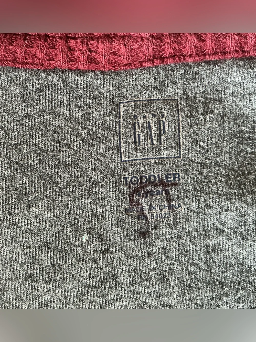 GAP Kids Gray Fleece Zip Hoodie with Maroon Hood Lining